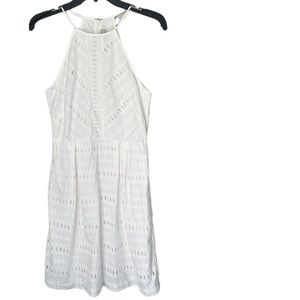 Loft White Dress Eyelet Lace White 2 Bridal Dress Graduation Mini Dress Small